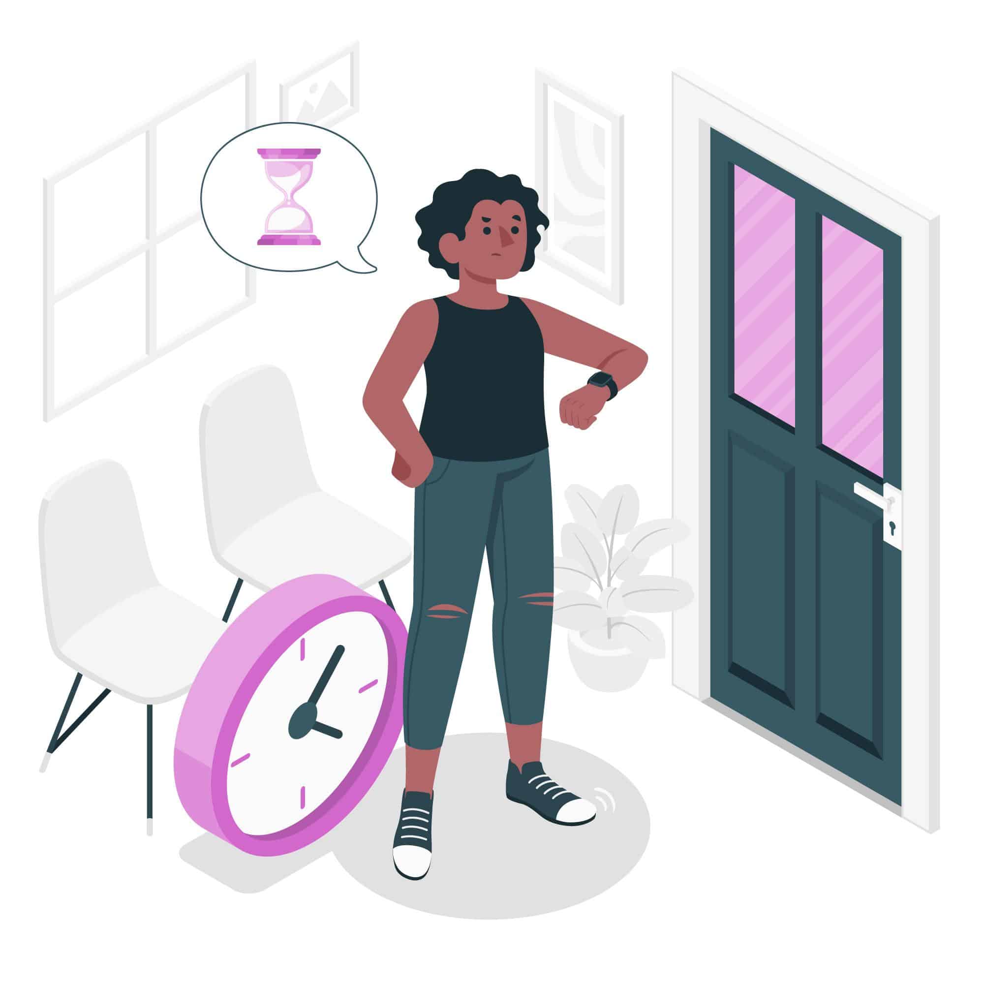 A person waiting in front of a Veterinary Clinic and wasting time